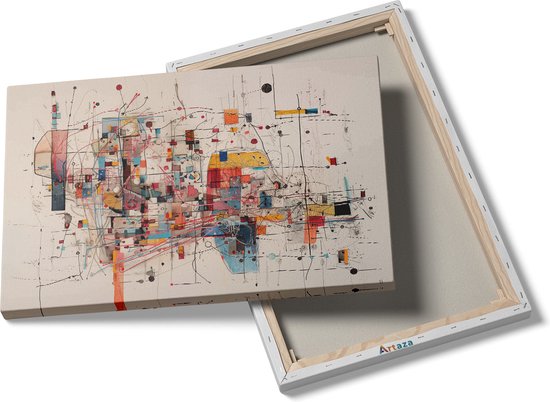 Artaza Peinture sur toile oeuvre abstraite avec de nombreuses lignes et formes - 90x60 - Décoration murale - Photo sur toile - Impression sur toile