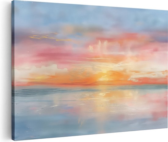 Artaza Canvas Schilderij Aquarelkunstwerk van een Zonsondergang - 60x40 - Wanddecoratie - Foto Op Canvas - Canvas Print