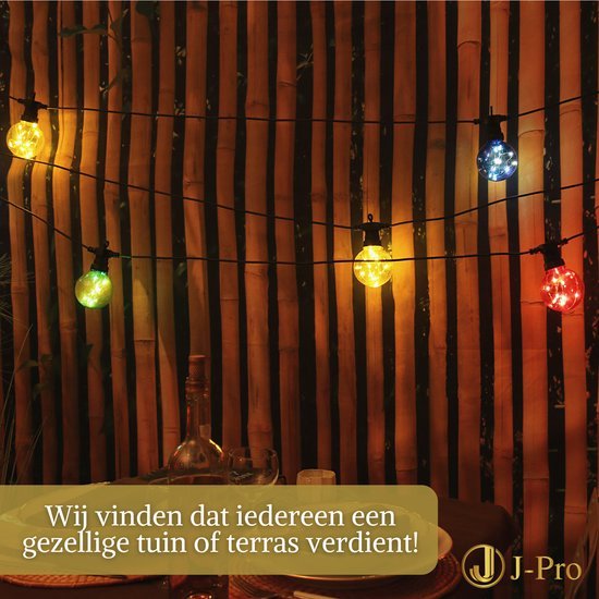 J-Pro Garden Lighting - Guirlande lumineuse Sphaera - Guirlande lumineuse d'extérieur - 10 LED couleur 10 + 1,5m - Avec prise