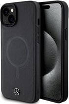 Mercedes-Benz Smooth Leather Back Case (MagSafe Compatible) - Geschikt voor Apple iPhone 15 (6.1") - Zwart