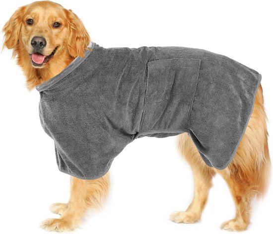 Hondenbadjas - Maat S - Grijs - Badjas Voor Honden - Honden Badjas
