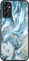 Casimoda® hoesje - Geschikt voor Samsung Galaxy A14 5G - Marble Sea - Zwart TPU Backcover - Marmer - Blauw