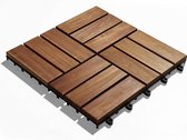 Carrelage bois, carrelage sol, 10 pièces (0 m²), bois d'acacia, 30 x 30 cm, résistant aux intempéries, facile à poser, marron