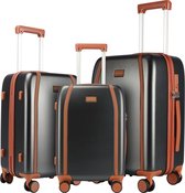 Dailyitravel - 3 delig luxe kofferset - TSA slot - Dubbele wielen - Hardcase - Antraciet en Bruin
