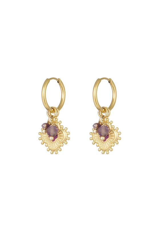 Boucles d'oreilles d'Oreilles Trèfle Perles - Violet - Acier Inoxydable - Printemps - Été