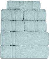 Handdoekenset, lichtblauw, 8-delig, 4 handdoeken 50 x 100 cm, 2 x badhanddoek 70 x 140 cm, 2 x gastendoekjes 30 x 50 cm, handdoeken met hanger