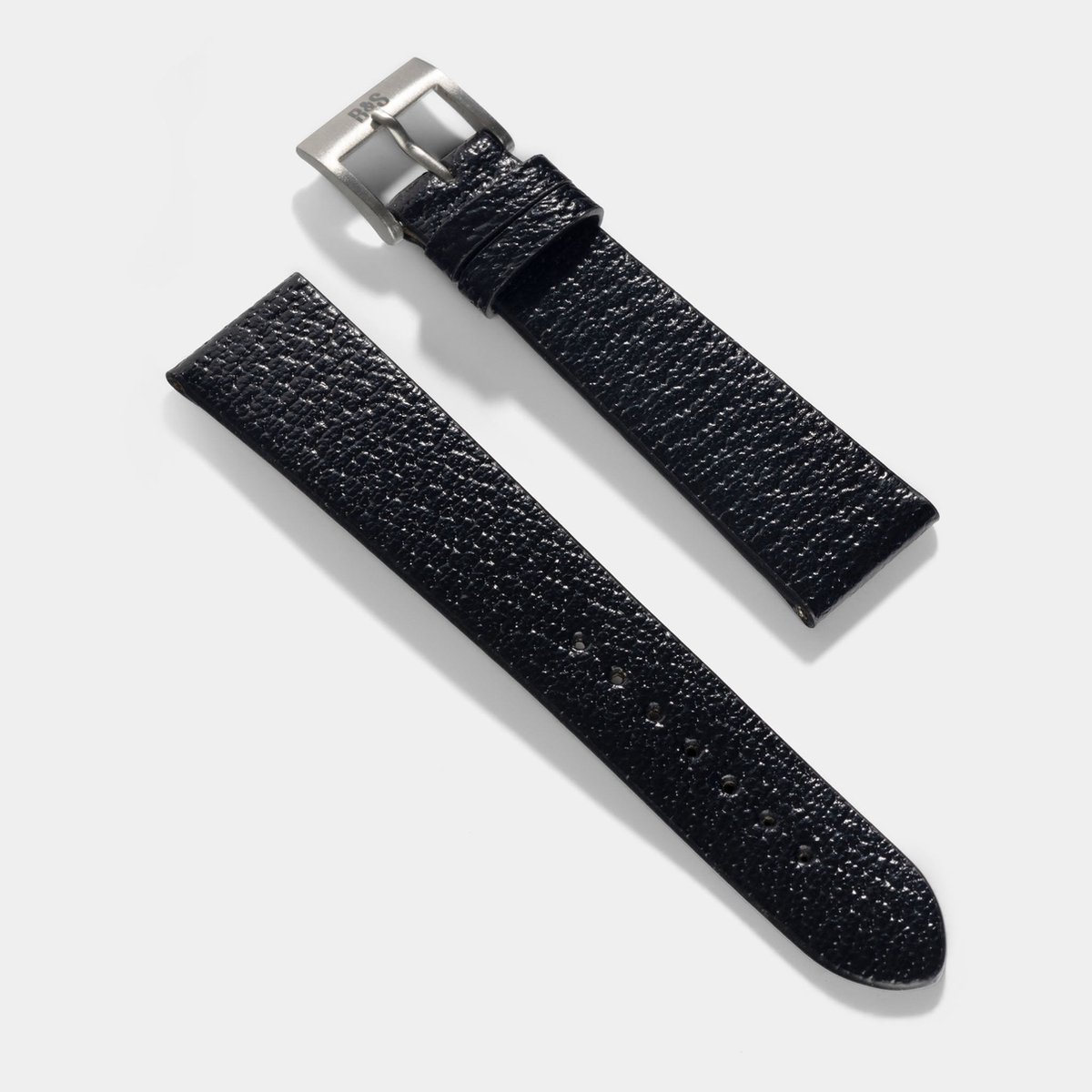 BS Leren Horlogeband Luxury - Retro Black Pigskin - 20mm