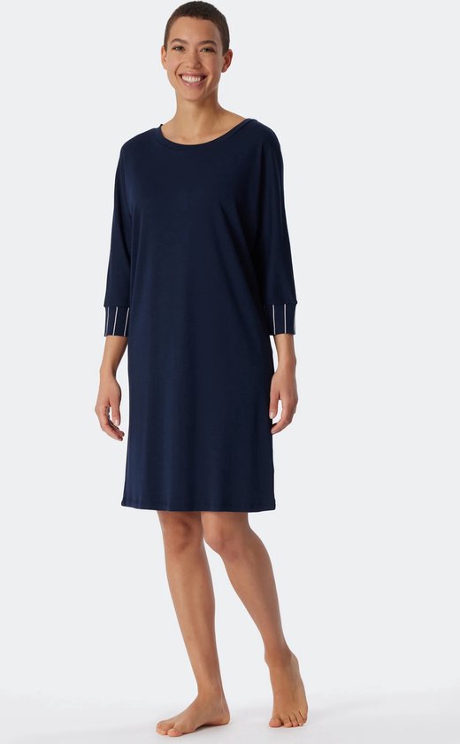 Schiesser chemise de nuit femme modèle large - manches 3/4 - 44 - Blauw