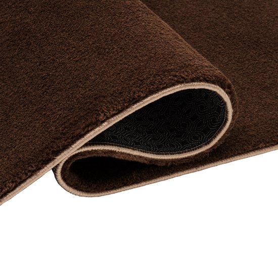 Tapiso Tapis câlin à poils longs marron antidérapant pour salon - 80 x 150 cm