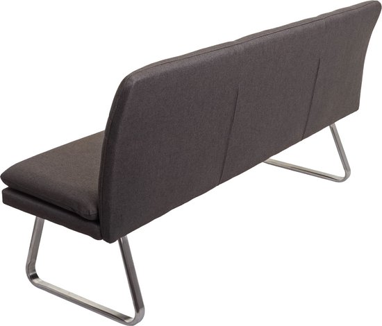 Canapé MCW-H70, canapé de salle à manger canapé rembourré, dossier tissu/textile acier inoxydable brossé ~ gris marron 180cm