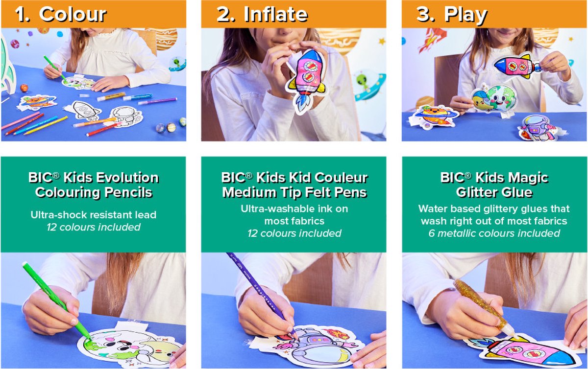 BIC Kids Tekenset voor Kinderen - Incl. Opblaasbare Speeltjes met Ruimtedesign - 18 Stuks — afbeelding 6
