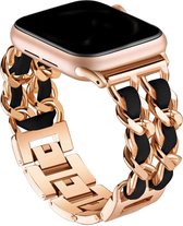 Luxe Horloge Band Geschikt Voor Apple Watch Band Elegante Sieraad Armband Band Bling Voor Apple Smart Watch Band Serie Ultra 8 7 6 5 4 3 2 1 Se Mode 38 40 41mm Rose Gold