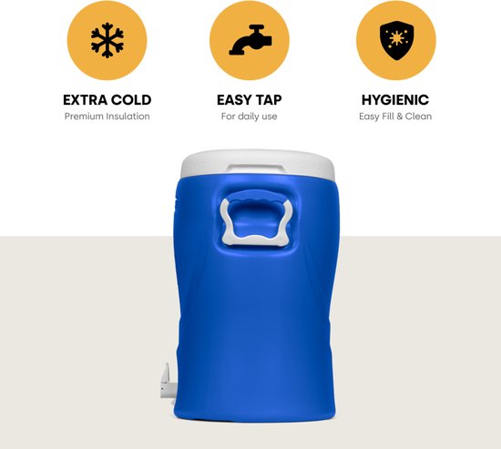 Pinnacle Platino 5 Gallon - Geïsoleerde Drankdispenser / Drankkoeler met kraantje - 20 Liter - Blauw van Pinnacle. — afbeelding 2