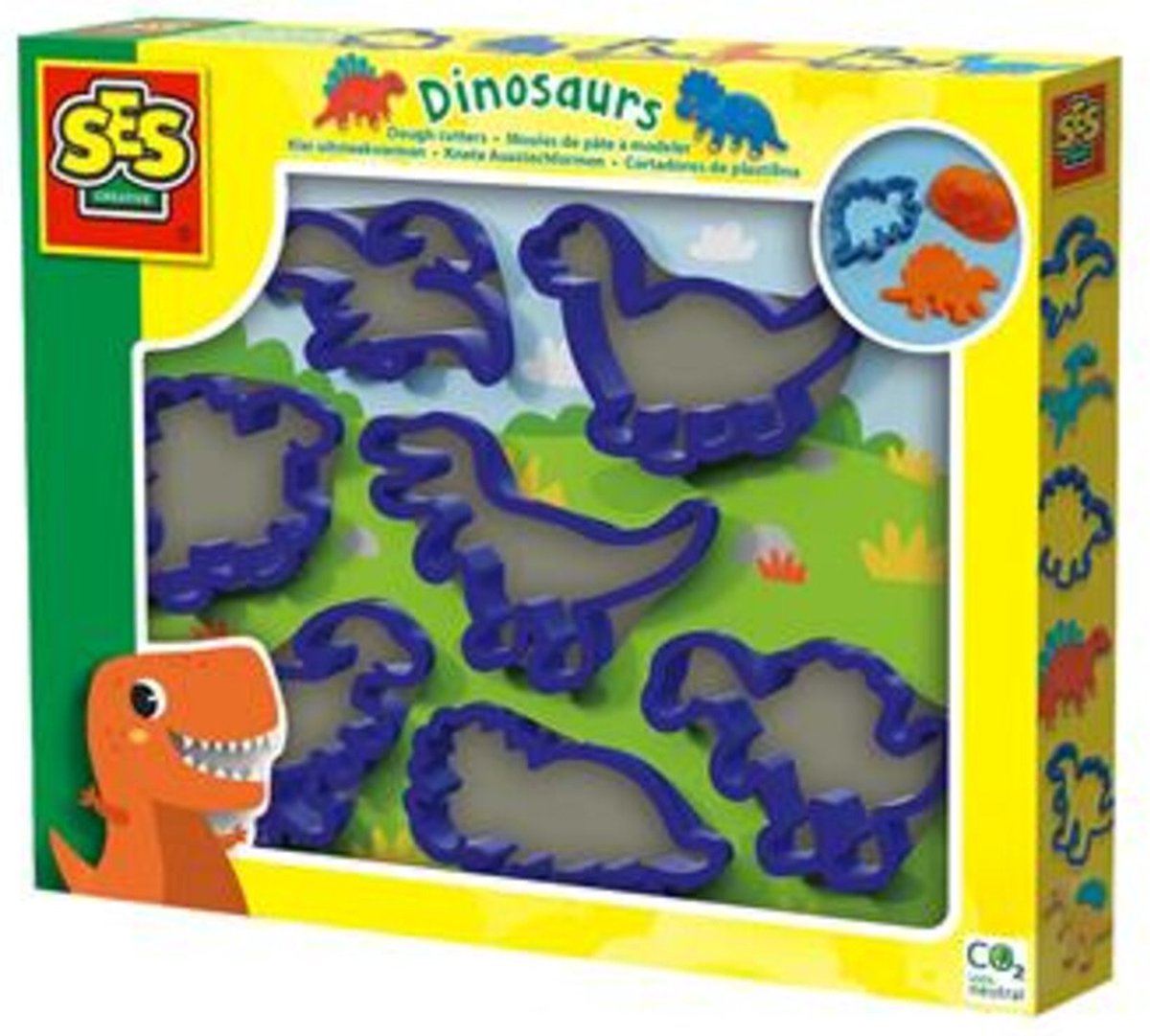 SES - Klei vormpjes - Dino's - 7 verschillende dino vormen - makkelijk schoon te maken - herbruikbaar - Dinosaurus Speelgoed