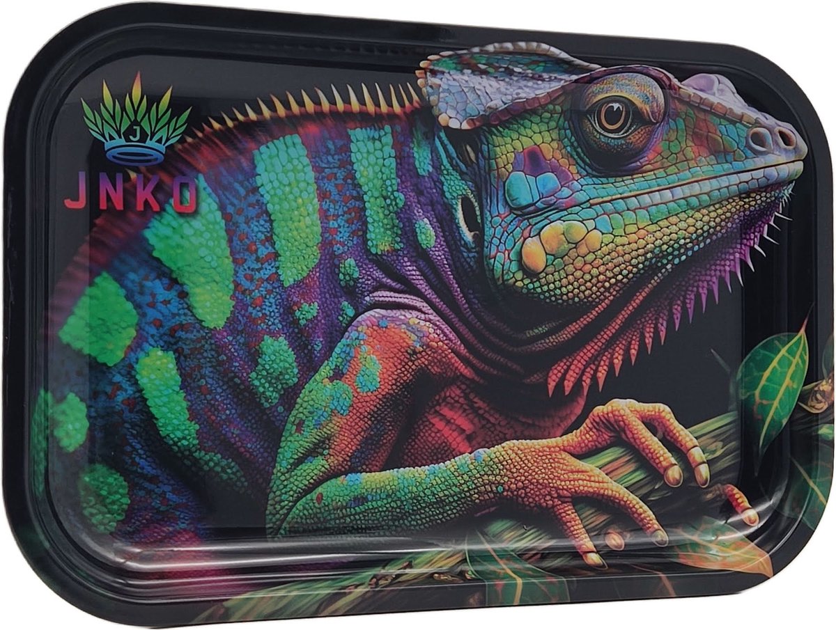 Metalen Luxe Dienblad | 29x19cm | Wilde Dieren Serie | Kameleon | Decoratief Dienblad | JNKO
