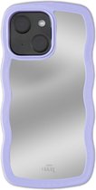 xoxo Wildhearts Wavy mirror case Lilac telefoonhoesje - Geschikt voor iPhone 14 - Golvend spiegelhoesje - Wolken hoesje - Schokbestendig - Cloud case - Silicone case met spiegel - Lila / Paars