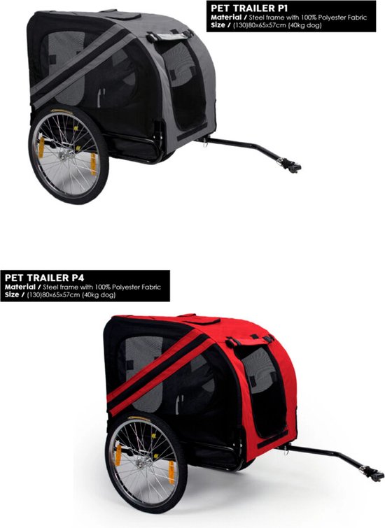 Prime Line Pet Trailer - Hondenfietskar - Grijs/Zwart - 80x65x57cm van Prime Line — afbeelding 3