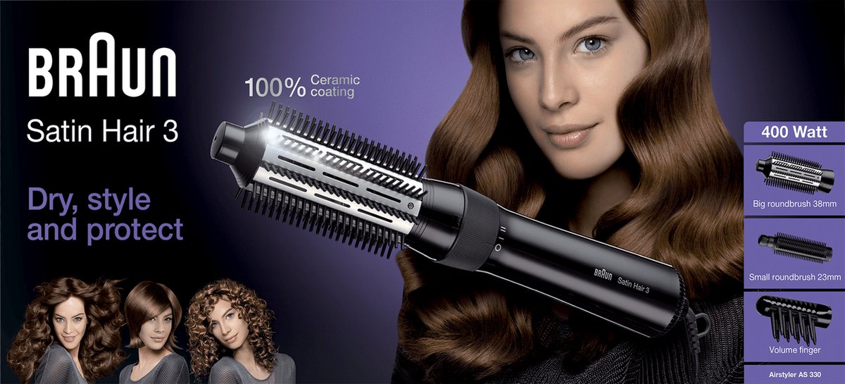 Braun Satin Hair 3 BRAS330E F�hnborstel - Keramische Coating - Coolshot