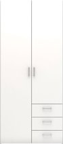 Hioshop Spell Kledingkast B - 175 cm - 2 deuren, 3 lades - Wit
