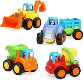 auto set Speelgoedauto speelgoed bouwvoertuigen Push and Go wrijvingsaangedreven auto speelgoed voor kinderen van 1 2 3 jaar kinderen peuters