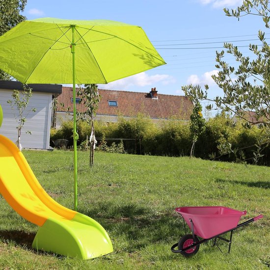 Kinderkruiwagen metaal met kunststof bak tot 10 kg tuinkruiwagen kind kruiwagen speelgoed felroze/zwart - Duurzaam en leuk speelgoed Kruiwagen van Relaxdays — afbeelding 3