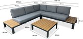 LUX outdoor living Barcelona lounge hoekbank tuin 4-delig | aluminium + polywood | 270x270cm | antraciet + Light Teaklook | 4 personen