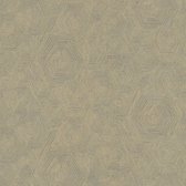 Grafisch behang Profhome 386983-GU vliesbehang licht gestructureerd met grafisch patroon glimmend goud grijsbeige bronzen bruinbeige 5,33 m2