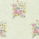 Papier peint Fleurs Profhome 372255-GU papier peint intissé légèrement texturé avec motif floral vert rose mat 5,33 m2