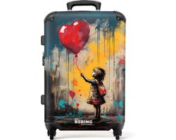 NoBoringSuitcases.com NoBoringSuitcases.com® - Koffer groot - Rolkoffer lichtgewicht - Meisje met ballon in graffiti stijl - Reiskoffer met 4 wielen - Grote trolley XL - 20 kg bagage