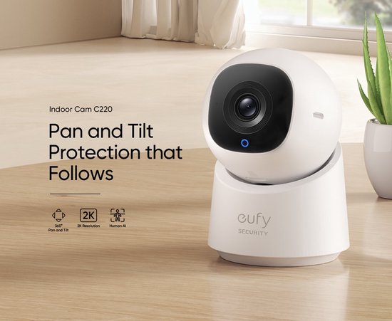 2x Eufy Security - Indoor Cam C220 - beveiligingscamera met 2K resolutie en 360° PTZ van Eufy — afbeelding 2