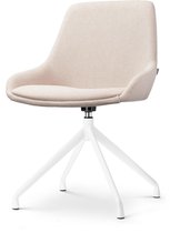 Nolon Nola-Isa Eetkamerstoel Draaibaar Beige - Stof - Wit Onderstel - Design - Scandinavisch - Comfortabel