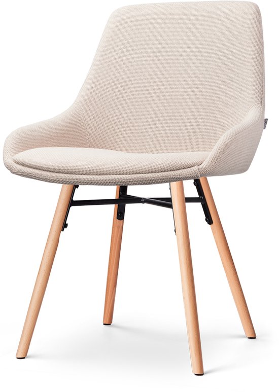 Nolon Nena-Isa Eetkamerstoel Beige - Stof - Zonder Armleuning - Houten Poten - Scandinavisch - Comfortabel