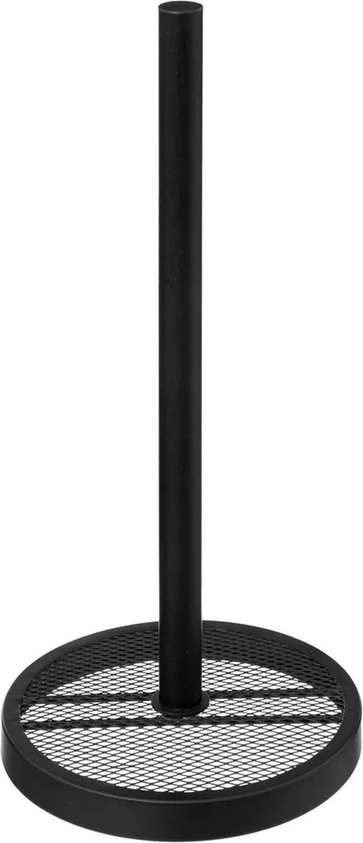 5Five Keukenrolhouder - zwart - staand - rvs - D16 x H33 cm - universeel
