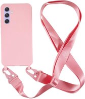 Hoesje Geschikt voor Samsung Galaxy A55 TPU Back Cover + Telefoon Koord Roze