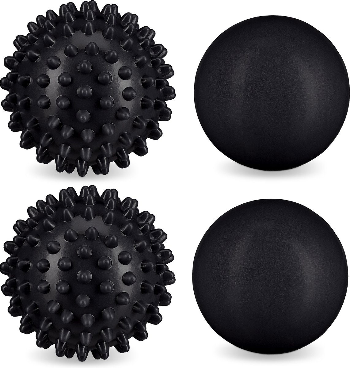Goedkoopste massagebal - set van 4 - egelbal - glad - Ø 6,5 & 6 cm - triggerpoint massage
