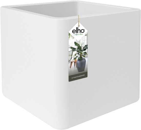 Elho Pure Soft Brick 40 - Planteur pour Intérieur & Extérieur - Ø 39.0 x H 39.0 cm - Blanc