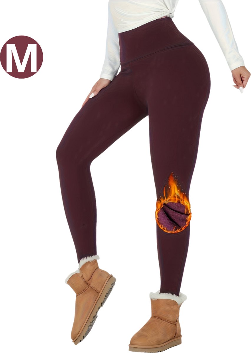 Goedkoopste Livano Gevoerde Panty - Legging - Hoge Taille - Winter Panty - Fleece panty - Thermo Panty - Warme Panty - Elastisch - Bordeaux Rood Maat M