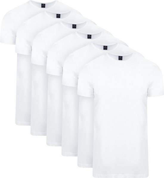 Adapté - T-Shirt Ota Col Rond Wit 6-Pack - Homme - Taille S - Coupe Moderne