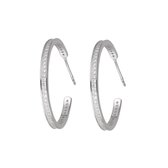 Zilver Oorringen met Zirkonia - Zilver Hoepel Oorbellen met Zikonia - Hoop Earrings 25mm - Amona Jewelry