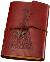MaleDen dagboek, vintage-stijl, spiraalbinding, schetsboek, navulbaar, reisdagboek om op te schrijven met lege pagina's, geschenken voor vrouwen en meisjes A6 roodbruin