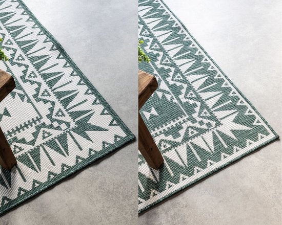 Flycarpets Elle Decoration - Binnen & Buitenkleed - Omkeerbaar - Gemini - Groen - 80x150 cm