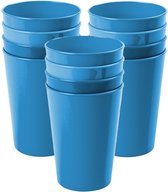 Hega Hogar Onbreekbare drinkglazen - set 12x stuks - kunststof - blauw - 300 ml - camping/outdoor/kinderen - limonade glazen