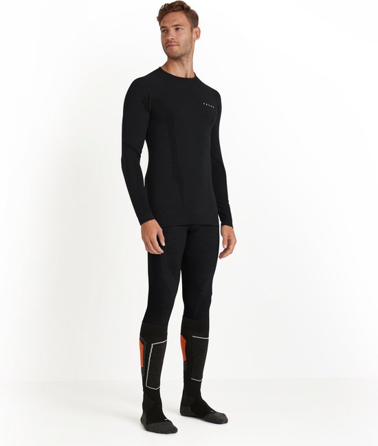 FALKE Wool- Tech Longsleeve sous-vêtement fonctionnel chaud et anti-transpiration Baselayer-Shirt hommes noir - Taille XXL