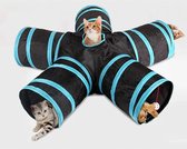 Slijtvaste Katten Speeltunnel - Opvouwbare Huisdier Tunnel - Met Knisperend Speelgoed voor Katten, Cavia's, Konijnen - Grappige Kattenspeeltjes - Blue and black