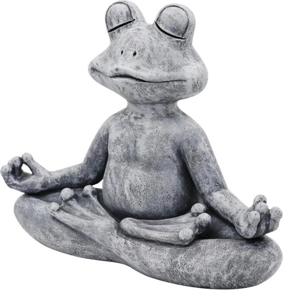 Mediterend Kikker Beeld - Decoratief Standbeeld - Beeldje - Tuinbeeld - Binnen en buiten - Yoga - Relax - Stress - Dieren
