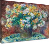 Chrysanten - Pierre-Auguste Renoir schilderijen - Bloemen schilderijen - Canvas schilderijen Natuur - Muurdecoratie klassiek - Schilderijen canvas - Kantoor accessoires 70x50 cm