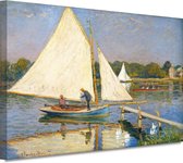 Kanovaarders in de buurt van Argenteuil - Claude Monet schilderijen - Zeilboot schilderijen - Schilderij op canvas Voertuig - Schilderij vintage - Canvas schilderij - Woonkamer accessoires 150x100 cm