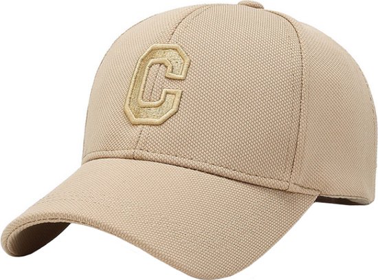 Baseball Cap Geborduurde "C" - Beige & Goud