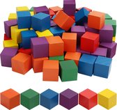 Belle Vous Gekleurde Houten Blokken (100 Pak) – 2,5 x 2,5 cm – 6 Kleuren Natuurlijk Vierkante Houten Kubussen – Voor DIY Hobby Projecten, Puzzel Maken, Educatieve Kinder Speelgoed & Cadeau
