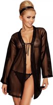 Verleidelijke en sensuele kimono van doorschijnend materiaal - sexy kamerjas - DKaren Amanda - zwart L